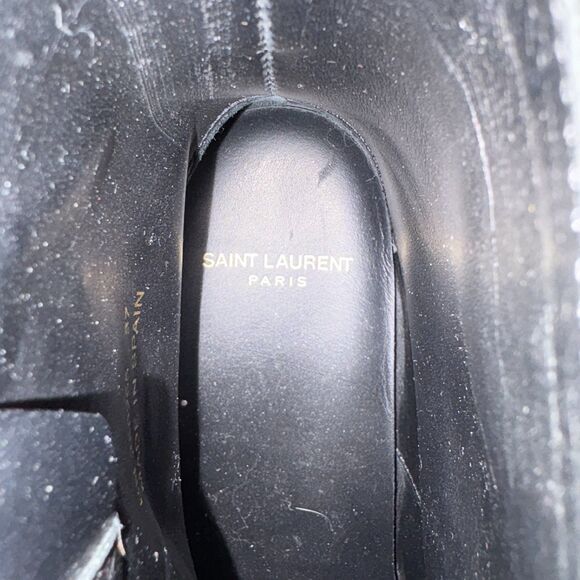 Saint Laurent Ankle Buckle Studded Leather Boots Black Size 37 US 7 - Picture 8 of 13